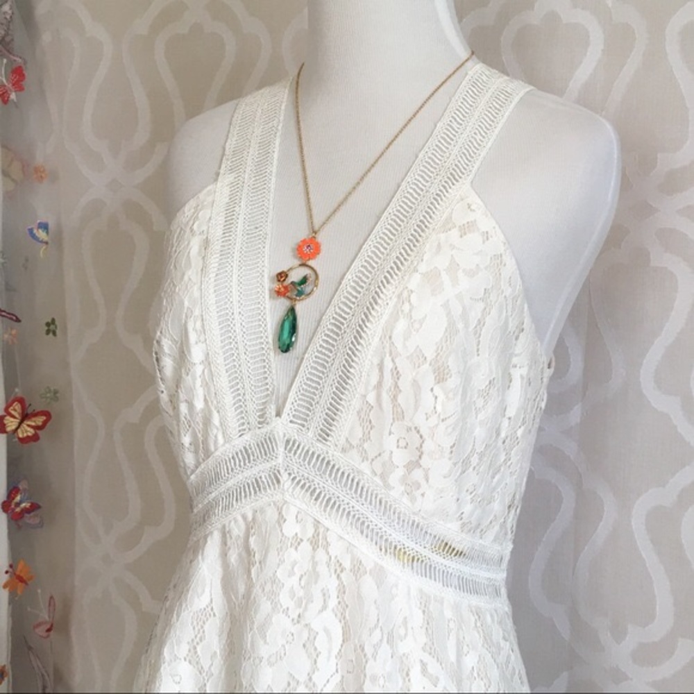 Antique Lace Wedding Mini Dress - Picture 2 of 8